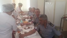 Şirvanda polislər qanvermə aksiyasında iştirak ediblər - FOTO