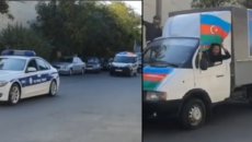 Cəbhəyə könüllü yardım karvanını polislər müşayiət etdi -  Qürurverici VİDEO 