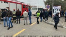 Sumqayıtda avtobusda yanğın olub