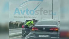 Bakıda yol polisindən qaçan sürücünün növbəti ŞOK VİDEOSU